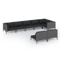 vidaXL 8-tlg. Garten-Lounge-Set mit Kissen Poly Rattan Dunkelgrau