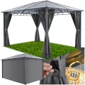Tectake - Gartenpavillon lichtdurchlässiges Dach aus Polycarbonat-Platten, 400 x 300 cm, Grau