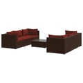 vidaXL 7-tlg. Garten-Lounge-Set mit Kissen Poly Rattan Braun