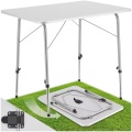TecTake, Camping Klapptisch Höhenverstellbar 80x60x68cm Unisex Grau 60 cm