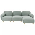 Beliani - 3-Sitzer Sofa mit Ottomane aus Stoff Modern AMLI, One Size, Grün Bedruckt