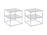 2er-set Nachttische Mit 1 Ablage - Glas & Stahl - Silberfarben - Kohana Unisex Transparent ONE SIZE
