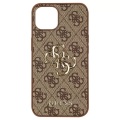 Guess - iPhone 13 Pro Max Leder Hardcase Hülle Metall Logo (GUHCP13X4GMGBR) - Braun / Gold