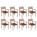 vidaXL Stapelbare Gartenstühle mit Kissen 8 Stk. Massivholz Teak