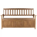 Beliani Gartenbank Akazienholz hellbraun 160 cm mit Stauraum SOVANA