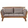 Beliani Gartensofa Holz hellbraun verstellbare Armlehnen PORTICI