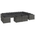 vidaXL 12-tlg. Garten-Lounge-Set mit Kissen Grau Poly Rattan