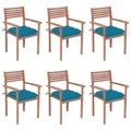 vidaXL, vidaXL Stapelbare Gartenstühle mit Kissen 6 Stk. Massivholz Teak