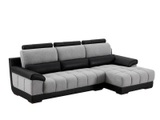 Vente-unique, Ecksofa - Ecke Rechts - Stoff & Leder - Schwarz & Grau - ARAGON Ecksofa - Ecke Rechts - Stoff & Leder - Schwarz & Grau - ARAGON