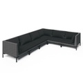 vidaXL 6-tlg. Garten-Lounge-Set mit Auflagen Poly Rattan Dunkelgrau