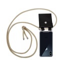 Cadorabo Handy Kette für Apple iPhone X / XS in GLÄNZEND BRAUN - Silikon Necklace Umhänge Hülle mit Silber Ringen, Kordel Band Schnur und abnehmbar...
