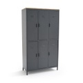 LA REDOUTE INTERIEURS, Kleiderschrank HIBA, Schliessfächer-Look, 6 Türen, Metall/Eiche