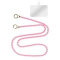 Handyschmuck, Kugelkette 120cm Hellrosa