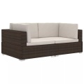 Diverse Hardware, Ecksofas 2 Stk. mit Auflagen Poly Rattan Braun