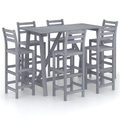 vidaXL 7-tlg. Garten-Bar-Set Grau Massivholz Akazie