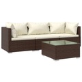 vidaXL 4-tlg. Garten-Lounge-Set mit Kissen Poly Rattan Braun