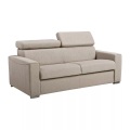 LINEA SOFA - Schlafsofa 3-Sitzer - Liegefläche mit Lattenrost: 140 cm - Matratze: 16 cm mit Memory Schaum - Stoff - Beige - VIZIR, One Size