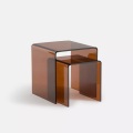 La Redoute Intérieurs - Set Joan mit 2 ausziehbaren Beistelltischen aus gehärtetem Glas, One Size, Orange