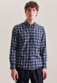 Casual Hemd Regular Fit Langarm Karo Herren Dunkelblau S
