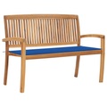 vidaXL Stapelbare Gartenbank mit Auflage 128,5 cm Massivholz Teak