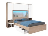 Vente-unique, Bett mit Stauraum 160 x 200 cm mit LED-Beleuchtung - Holzfarben & glänzend - VELONA Bett mit Stauraum 160 x 200 cm mit LED-Beleuchtung - Holzfarben & glänzend - VELONA