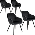 4er Set Stuhl Marilyn Samtoptik, schwarze Stuhlbeine - schwarz