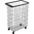 Yamazaki, Yamazaki - Wäschekorb mit Rollen aus Metall H56,5cm, One Size, Schwarz
