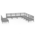 vidaXL 9-tlg. Garten-Lounge-Set Massivholz Kiefer Grau