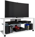 VCM, Holz TV Lowboard Rollen Fernsehschrank mobil Rack Konsole Möbel Fernsehtisch Fernseh Phono Glas Folas XL Holz TV Lowboard Rollen Fernsehschrank mobil Rack Konsole Möbel Fernsehtisch Fernseh Phono Glas Folas XL