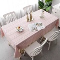 Alopini - Tischtuch Rechteckig Baumwolle Leinen Waschbar Antifouling Quaste Design für Küche, Esszimmer, Picknick, Outdoor, Garten, One Size, Pink