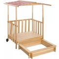 Sandkasten und Spielveranda mit Dach Rot