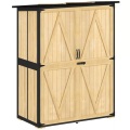 Northio - Gartenschrank, Geräteschuppen aus Holz, Wetterfest Geräteschrank mit 2 Türen, Regale, Werkzeughaus mit Asphaltdach, Werkzeugschrank für Garten, Terrasse, 140 x 74 x 173 cm, Naturholz |, 140 x 135 cm