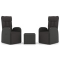 vidaXL, vidaXL 3-tlg. Garten-Lounge-Set Schwarz Poly Rattan & Stahl