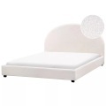 Beliani - Bett mit Lattenrost aus Bouclé Retro VAUCLUSE, 160X200CM, Schneeweiss