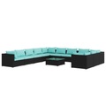 vidaXL 12-tlg. Garten-Lounge-Set mit Kissen Poly Rattan Schwarz