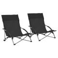 vidaXL, vidaXL Klappbare Strandstühle 2 Stk. Schwarz Stoff
