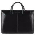Piquadro Blue Square - Schmale, erweiterbare Laptoptasche in Schwarz