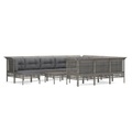vidaXL 12-tlg. Garten-Lounge-Set mit Kissen Grau Poly Rattan