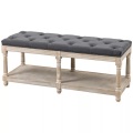 Northio - Schuhbank mit Sitzfläche, Schuhregal Stauraum, Gepolstert Sitzbank Holzbeine, Leinenoptik, Grau, 115 x 40 48 cm, One Size