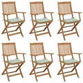 vidaXL Klappbare Gartenstühle 6 Stk. mit Kissen Massivholz Akazie
