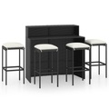 vidaXL, vidaXL 5-tlg. Gartenbar-Set mit Kissen Schwarz