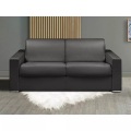 LINEA SOFA - Schlafsofa mit Matratze 3Sitzer Kunstleder Liegefläche 1MatratzenCALITO, One Size, Schwarz