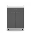 Küchenschrank Mit 2 Türen Und 1 Schublade - Cooky Unisex Grau ONE SIZE