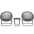 Northio, Northio - Klappbare Gartengarnitur Balkonset mit Couchtisch & 2 Stühlen, inkl. Kissen, Stahl für Terrasse & Garten, One Size