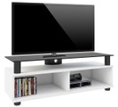 MID.YOU Tv-element 95/47/40 cm , Clunis , Schwarz, Weiss , Glas, Holzwerkstoff , 95x47x40 cm , melaminharzbeschichtet,glänzend,Nachbildung , Kabelkanal, Kabeldurchlass , 000657010401