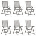 vidaXL Verstellbare Gartenstühle 6 Stk. Grau Massivholz Akazie