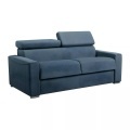 LINEA SOFA - Schlafsofa 3-Sitzer - Liegefläche mit Lattenrost: 140 cm & Matratze: 22 cm mit Memory Schaum - Stoff - Blau - VIZIR, One Size
