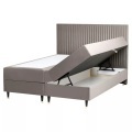 Beliani, Beliani - Boxspringbett mit Stauraum aus Samtstoff Skandinavisch DAME, 160X200CM, Taupe