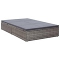 Doppel-Sonnenliege mit Auflage Poly Rattan Grau