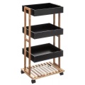 Trolley Mit Aufbewahrungsboxen - Holz Schwarz Unisex ONE SIZE